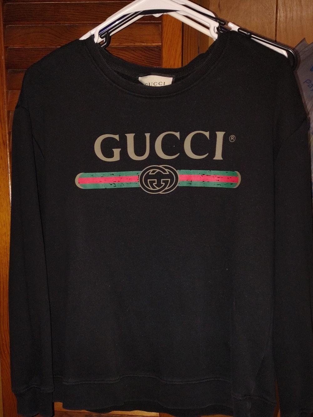 Gucci Black Kids Sweatshirt with Green & Red Stripe Logo